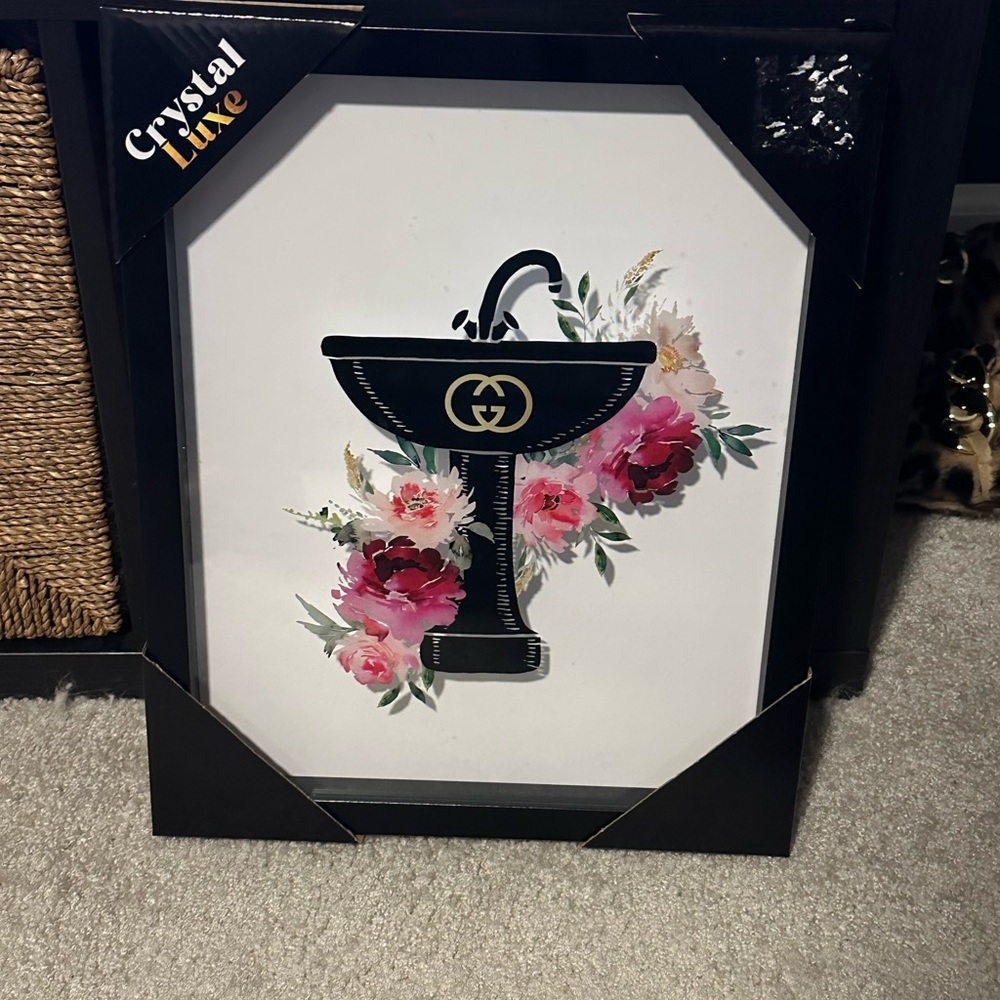 Crystal Luxe Floral Pedestal Sink  Art Print